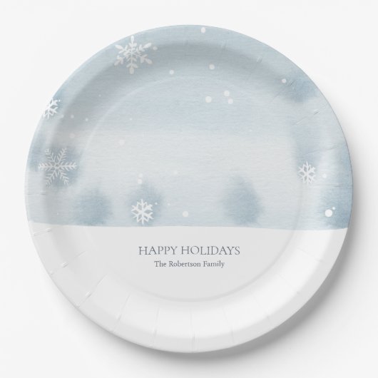 ほこりっぽい青い雪片 ペーパープレート (正面)