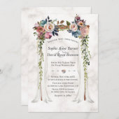 ほこりっぽい青い霧の花キャノピーマーブル結婚ズ 招待状 (正面/裏面)