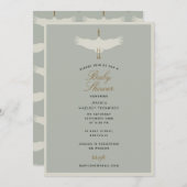 ほこりっぽい青い鳥の白鳥アールデコ赤ちゃんシャワー 招待状 (正面/裏面)