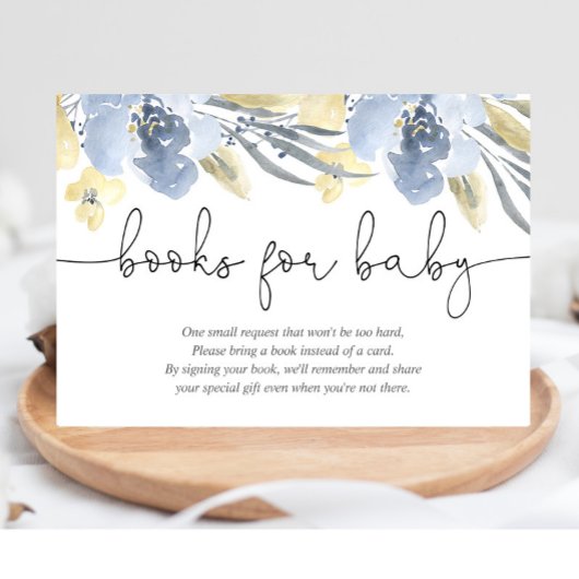 ほこりっぽい青い黄色のフローラの赤ちゃんシャワー予約の要求 エンクロージャーカード