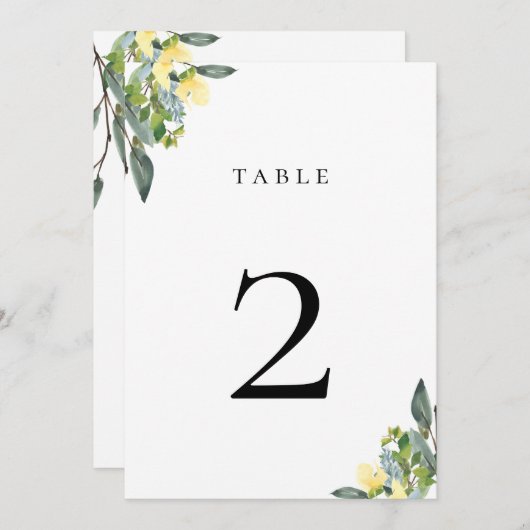 ほこりっぽい青い黄色の表の番号カード 招待状 (正面/裏面)