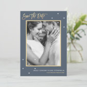 ほこりっぽい青い2枚のドット付き写真保存日 セーブザデート (スタンド正面)