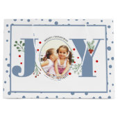 ほこりっぽい青いJOYと水玉模様を追加 ラージペーパーバッグ (正面)