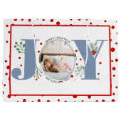 ほこりっぽい青いJOYと赤い水玉模様を追加 ラージペーパーバッグ (裏面)