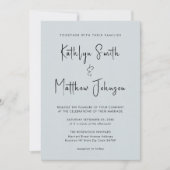 ほこりっぽい青いQRコードモダンすべて結婚の 招待状 (正面)