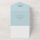 ほこりっぽい青いQRコ結婚ード オールインワン招待状 (外側)