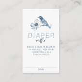 ほこりっぽい青おむつラッフルカード – フローラベビーシャワー エンクロージャーカード (正面)