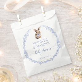 ほこりっぽい青かわいいウサギ復活祭男の赤ちゃんシャワー フェイバーバッグ