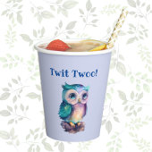 ほこりっぽい青かわいいフクロウの森の森の森の動物 紙コップ