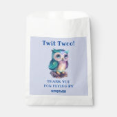 ほこりっぽい青かわいいフクロウ誕生日ありがとう フェイバーバッグ (正面)