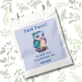 ほこりっぽい青かわいいフクロウ誕生日ありがとう フェイバーバッグ