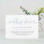 ほこりっぽい青かわいらし書道ウェディングシャワー 招待状 (スタンド正面)