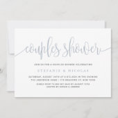 ほこりっぽい青かわいらし書道カップルのシャワー 招待状 (正面)