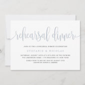 ほこりっぽい青かわいらし書道リハーサルディナー 招待状 (正面)