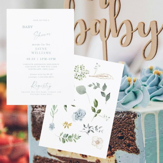 ほこりっぽい青がシーンに飛び込む赤ちゃんシャワー 招待状