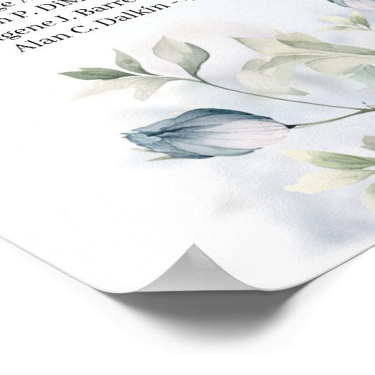 ほこりっぽい青とアイボリーの花アルファベットの座席 ポスター (角)