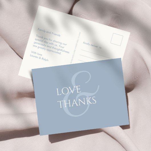 ほこりっぽい青とアイボリーの非写真ありがとう ポストカード