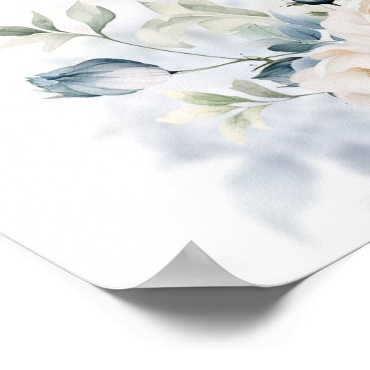 ほこりっぽい青とアイボリーブライダルシャワー数を減らす ポスター (角)