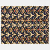 ほこりっぽい青とオレンジのアールデコ フリースブランケット (正面(横))