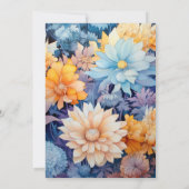 ほこりっぽい青とオレンジのフローラ結婚ズ 招待状 (裏面)