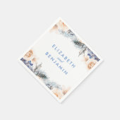 ほこりっぽい青とソフトピーチ結婚フローラ スタンダードカクテルナプキン (角)