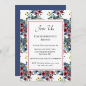 ほこりっぽい青とバラの花母の日ブランチ 招待状 (正面/裏面)