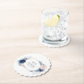 ほこりっぽい青とピンクのフローラ エレガント ペーパーコースター (インサイチュ)