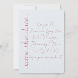 ほこりっぽい青とピンクのラブノート日付を保存 招待状