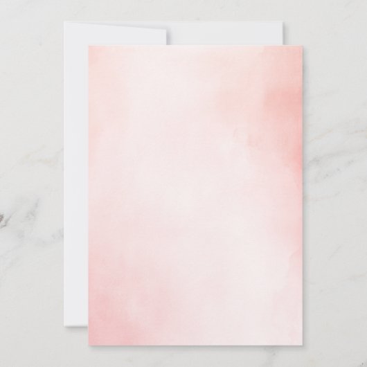 ほこりっぽい青とピンクの花のモダンブライダルシャワー 招待状 (裏面)