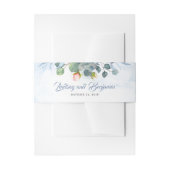 ほこりっぽい青とピンクの花結婚のフローラ 招待状ベリーバンド (正面例)