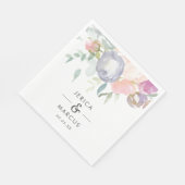 ほこりっぽい青とピンク結婚の花 スタンダードランチョンナプキン (角)