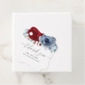 ほこりっぽい青とブルゴーニュの花結婚々ありがとう フェイバータグ (インサイチュ)