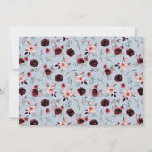 ほこりっぽい青とブルゴーニュの花結婚写真 セーブザデート (裏面)