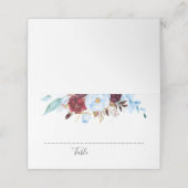 ほこりっぽい青とブルゴーニュ赤の花 プレイスカード (外部開封)