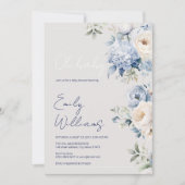 ほこりっぽい青とベージュの赤ちゃんシャワーの招待状 招待状 (正面)