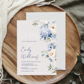 ほこりっぽい青とベージュの赤ちゃんシャワーの招待状 招待状