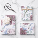 ほこりっぽい青とメイブの花植物模様 ラッピングペーパーシート<br><div class="desc">植物性の花弁と埃の多い青い花の模様の包装紙</div>