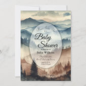 ほこりっぽい青とモチャブラウン山の赤ちゃんシャワー 招待状 (正面)