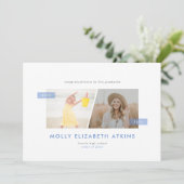 ほこりっぽい青と今2枚の写真卒業 案内状 (スタンド正面)