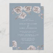 ほこりっぽい青と埃っぽいバラの水色 招待状 (正面/裏面)