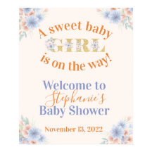 ほこりっぽい青と桃のフローラ女の子ベビーシャワー