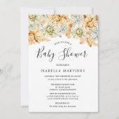 ほこりっぽい青と桃の秋フローラベビーシャワー 招待状 (正面)