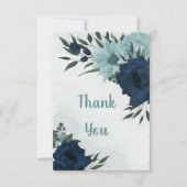 ほこりっぽい青と海軍の花の植物学 サンキューカード (正面)