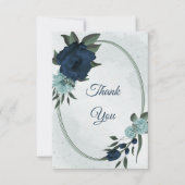 ほこりっぽい青と海軍の花の植物学 サンキューカード (正面)