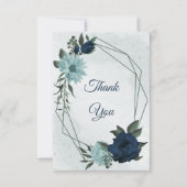 ほこりっぽい青と海軍の花の植物学 サンキューカード (正面)