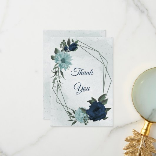ほこりっぽい青と海軍の花の植物学 サンキューカード (正面/裏面インサイチュ)
