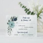 ほこりっぽい青と海軍の花の植物性の食事の選択 出欠カード (スタンド正面)