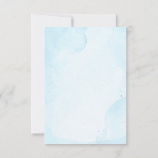 ほこりっぽい青と海軍の花の結婚式RSVP 出欠カード (裏面)