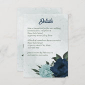 ほこりっぽい青と海軍の花ボタニカル結婚ズ エンクロージャーカード (正面/裏面)