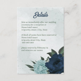 ほこりっぽい青と海軍の花ボタニカル結婚ズ エンクロージャーカード